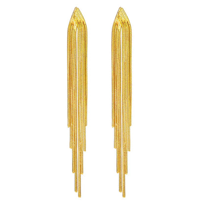 Fashion Statement Earring Long Statement Gold Color Bling Tassel Earrings for Women Female Wedding Daily Pendant Jewelry Gifts