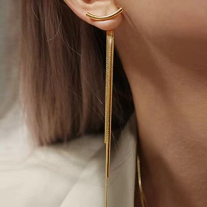 Fashion Statement Earring Long Statement Gold Color Bling Tassel Earrings for Women Female Wedding Daily Pendant Jewelry Gifts