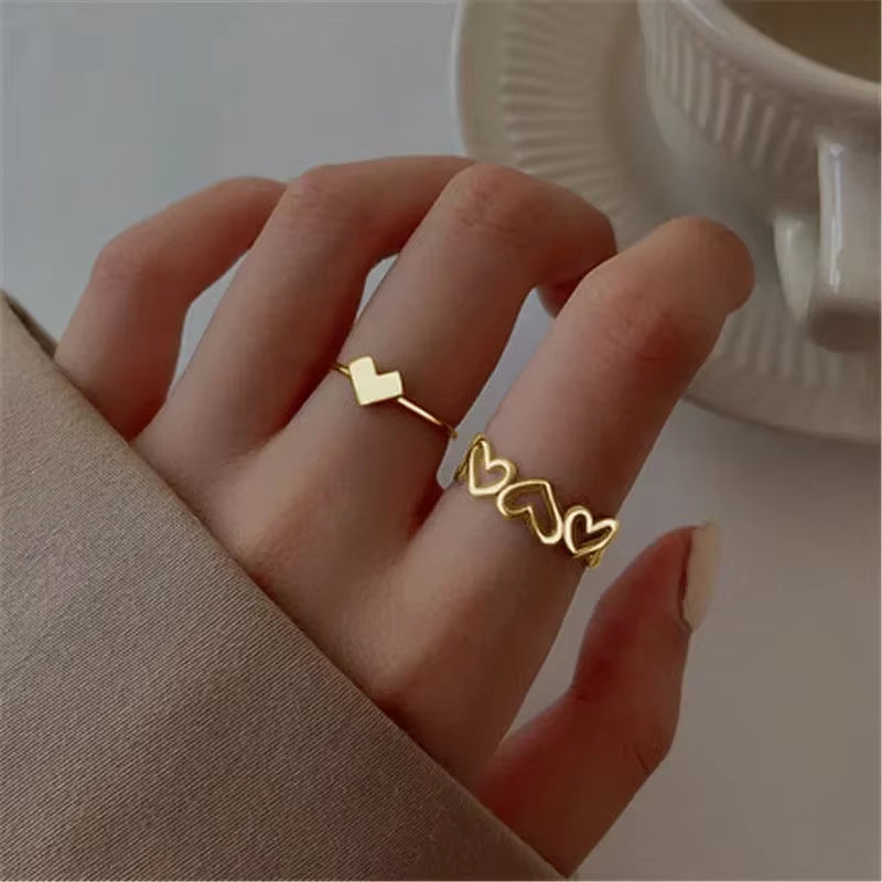 10Pcs Rings Suit for Women Silver-Color Chain Ring Set Bohemian Style Coin Snake Moon Star Party Trend Gift Jewelry