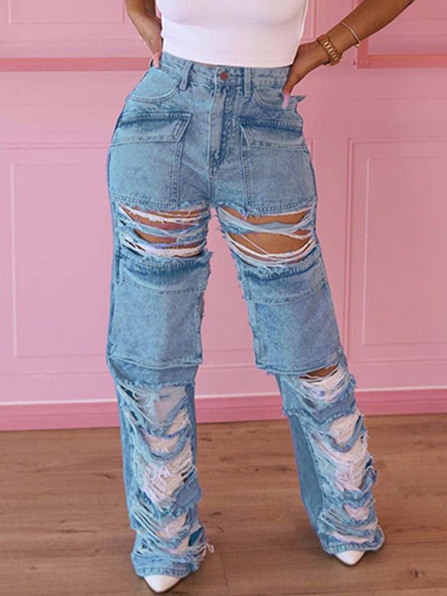 Wind-Ripped Raw Jeans