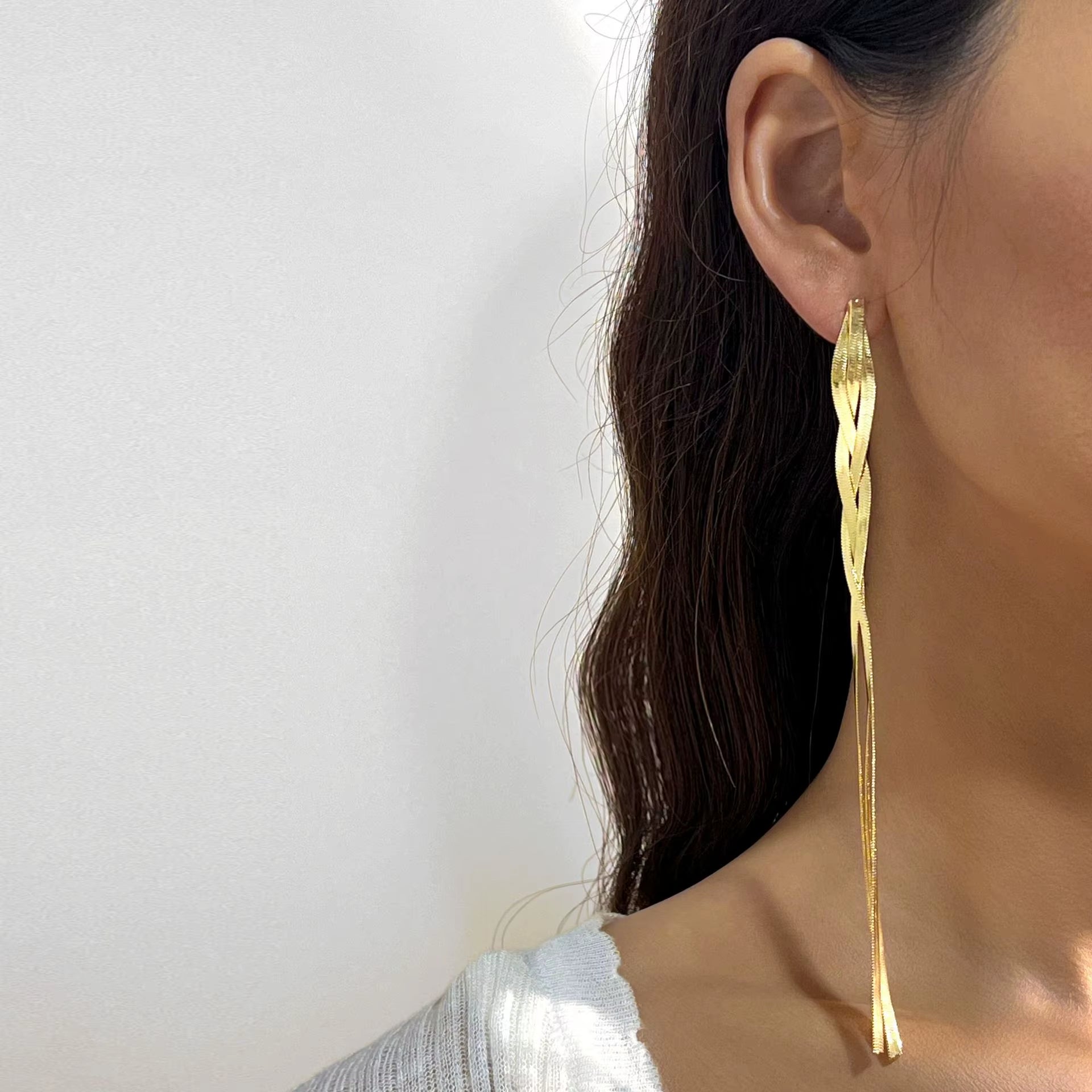 Fashion Statement Earring Long Statement Gold Color Bling Tassel Earrings for Women Female Wedding Daily Pendant Jewelry Gifts