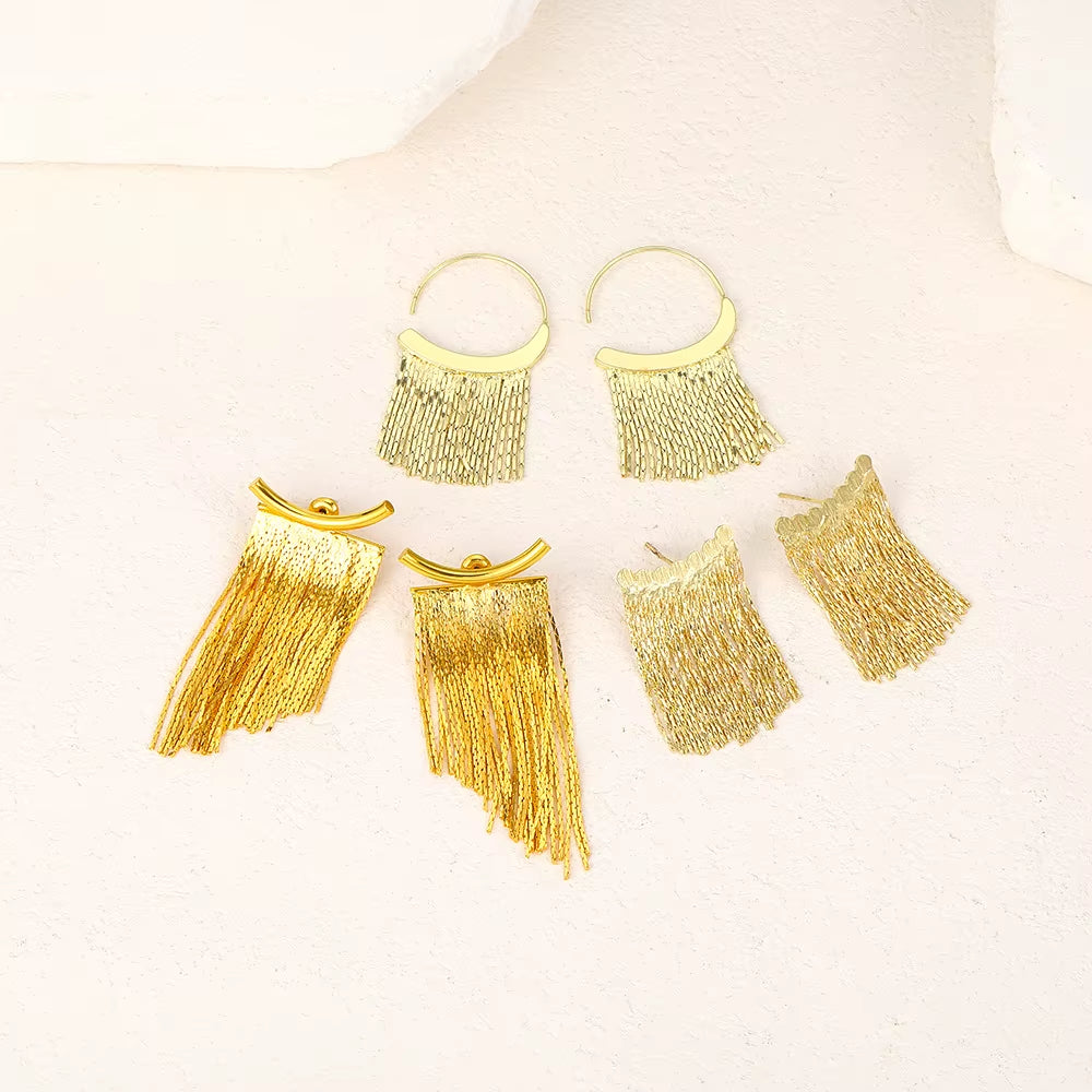 Fashion Statement Earring Long Statement Gold Color Bling Tassel Earrings for Women Female Wedding Daily Pendant Jewelry Gifts