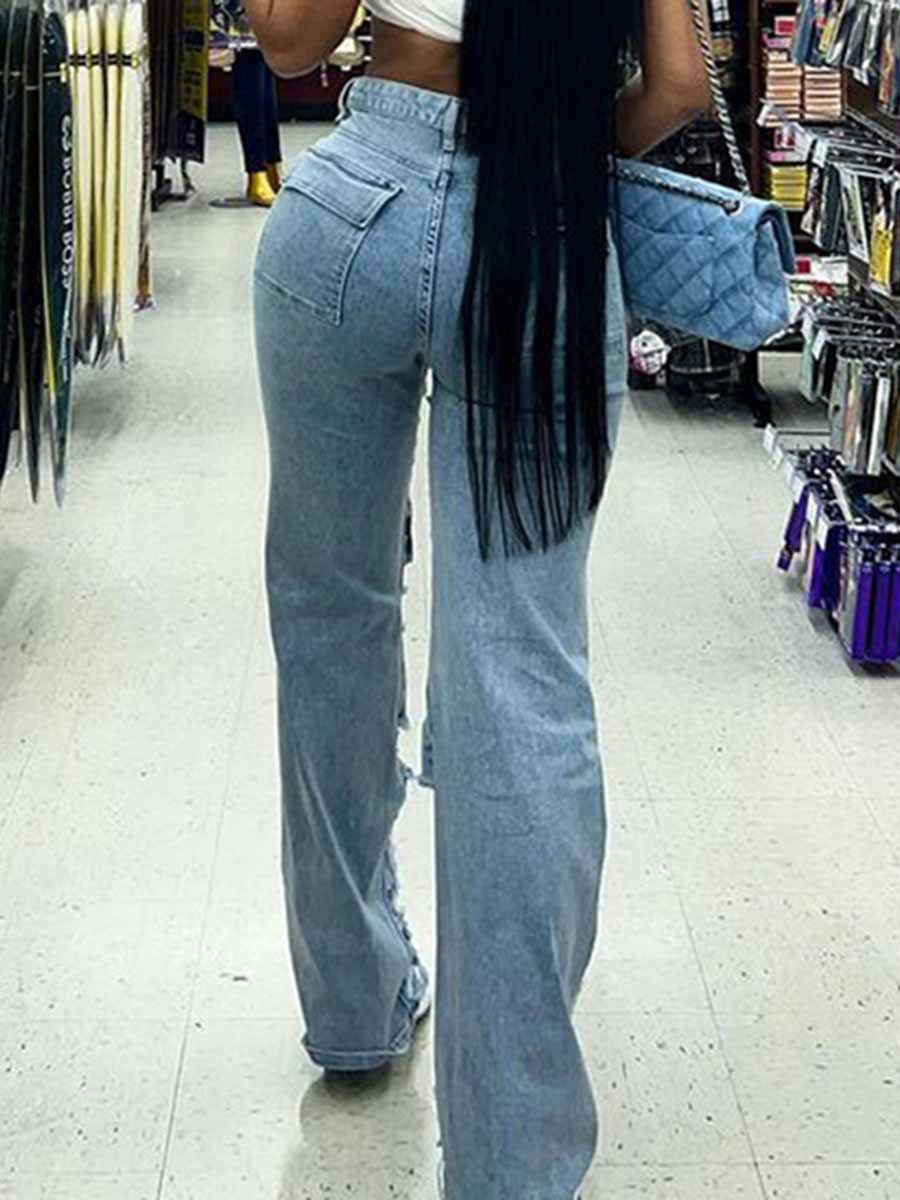 Wind-Ripped Raw Jeans